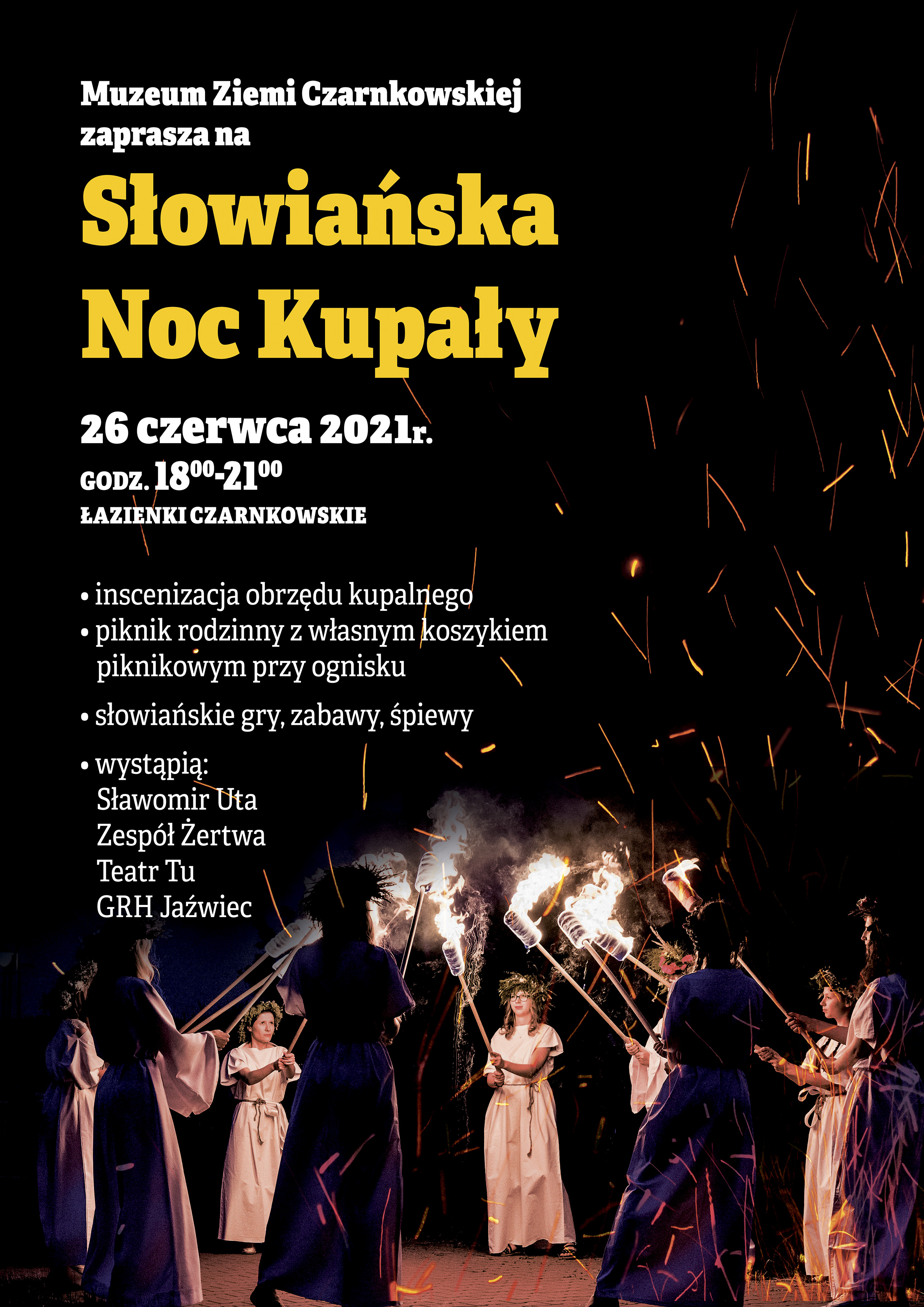 Noc Kupały noc, dziewczyny, ogień, plakat