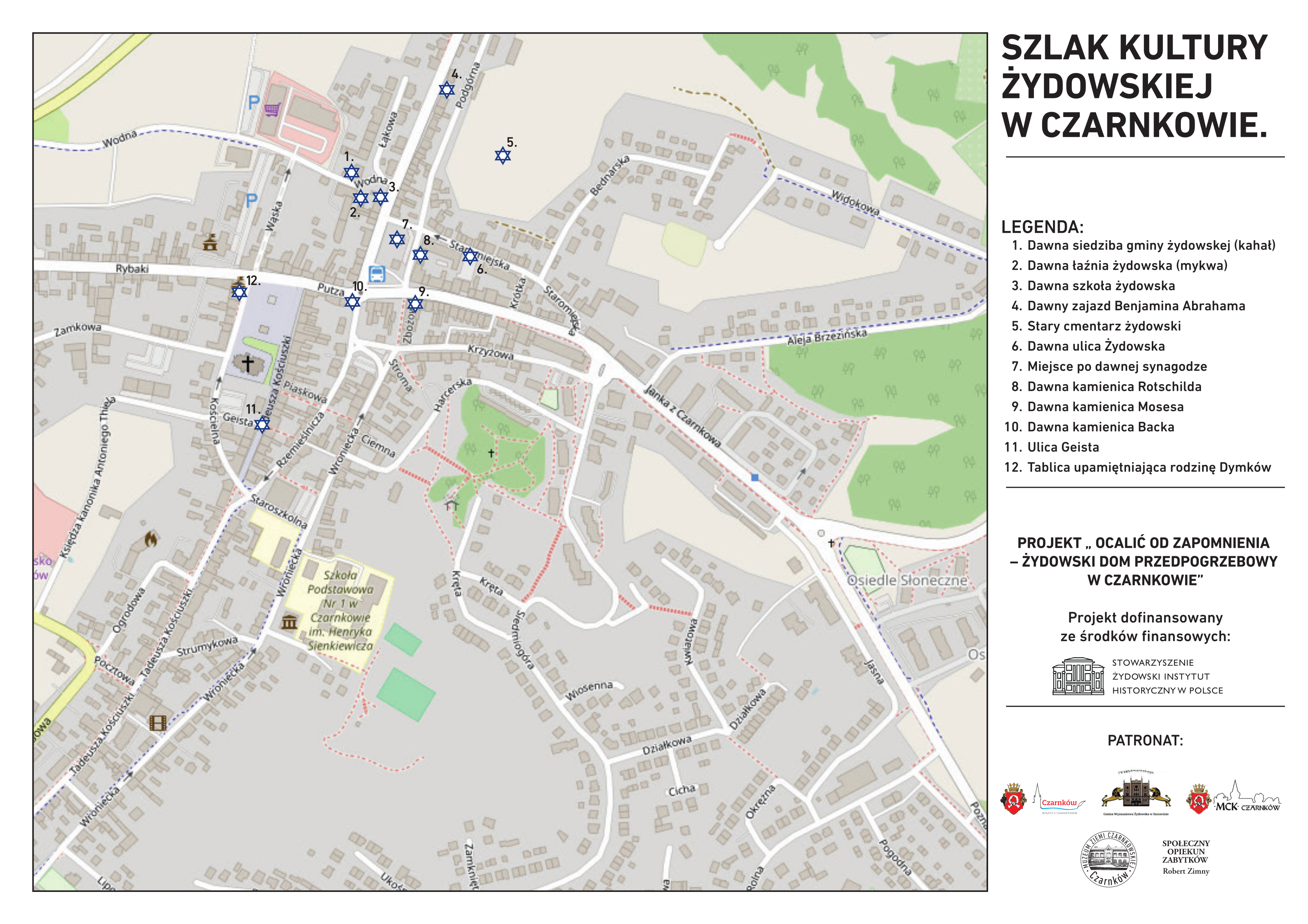 Szlak kultury żydowskiej w&nbsp;Czarnkowie - mapka