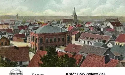Plakat promujący realizację filmu " U stóp Góry Żydowskiej. Historia czarnkowskich Żydów."